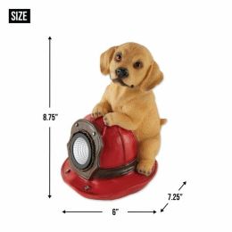 Summerfield Terrace Dog Fire Helmet Solar Statue