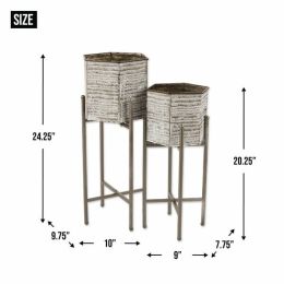 Accent Plus Hexagon Bucket Plant Stand Set