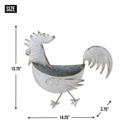 Accent Plus Rooster Galvanized Wall Planter