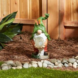 Accent Plus Gnome Holding Orb Solar Statue