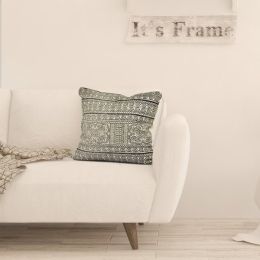 100% Cotton Accent  Square Block Printed Pillow Cover & Insert (Pack of 1)