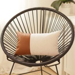 Bohemian Vegan Faux Leather Detailed Throw Pillow (Pack of 1)