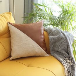 Boho-Chic Vegan Faux Leather Throw Pillow (Pack of 1)