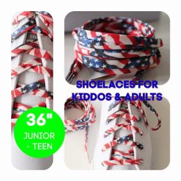 Flag with Metal Tips for July 4th Shoelaces (Pack of 1 Pack of 1 Piece)