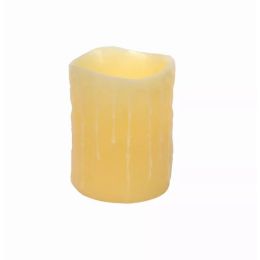 LED Wax Dripping Pillar Candle (Set of 3) 4"Dx5"H Wax/Plastic - 2 D Batteries Not Included