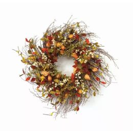 Cape Gooseberry Wreath 20"D Twig/Fabric (Pack of 1)