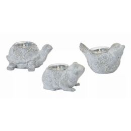 Animal Tea Light Holder (Set of 6) 3"H, 3.5"H, 4"H Resin/Stone Powder