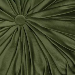 Green Round Tufted Velvet Pillow (Pack of 1)