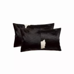 12" x 20" x 5" Black And White, Cowhide - Pillow 2-Pack (Pack of 1)