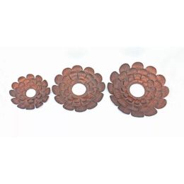 31" x 31" x 3.5" Copper, 3 Piece, Vintage, Blooming Flower, Metal - Wall Mirror (Pack of 1)