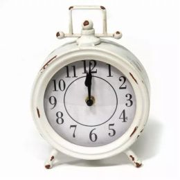 Vintage White Metal Table Clock (Pack of 1)