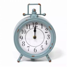 Vintage Blue Metal Table Clock (Pack of 1)