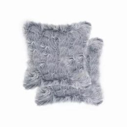 18" x 18" x 5" Grey, Faux Fur - Pillow 2-Pack (Pack of 1)