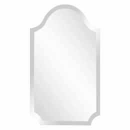 Minimalist Rectangle Arched Glass Mirror with Beveled Edge And Scallopedecorners (Pack of 1)