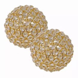 Set of 2  5" Polished Spheres in Brilliant Shiny Luster Finished and Golden Frame
