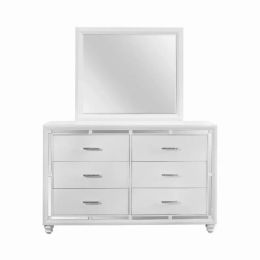 White Toned Mirror with Large Rectangular High Gloss Trim (Pack of 1)