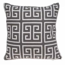 20" x 7" x 20" Ellegant Gray and White Pillow Cover With Down Insert (Pack of 1)