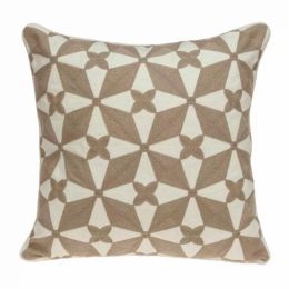 20" x 7" x 20" Cool Transitional Beige and White Pillow Cover With Down Insert (Pack of 1)
