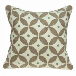 20" x 0.5" x 20" Transitional Beige and White Cotton Pillow Cover (Pack of 1)