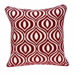 20" x 7" x 20" Transitional Red and White Pillow Cover With Down Insert (Pack of 1)