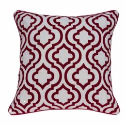 20" x 7" x 20" Transitional Red and White Accent Pillow Cover With Down Insert (Pack of 1)