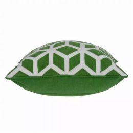 20" x 7" x 20" Transitional Green and White Pillow Cover With Down Insert (Pack of 1)