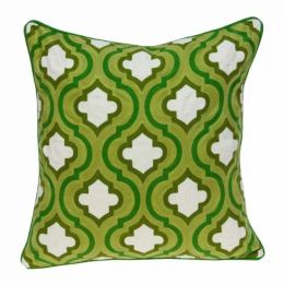 20" x 0.5" x 20" Transitional Green and White Accent Pillow Cover (Pack of 1)
