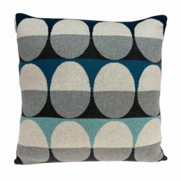 20" x 7" x 20" Transitional Gray And Blue Pillow Cover With Poly Insert (Pack of 1)