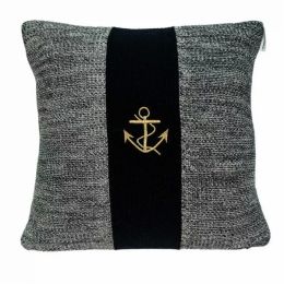 18" x 5" x 18" Nautical Blue Cotton Pillow Cover With Down Insert (Pack of 1)