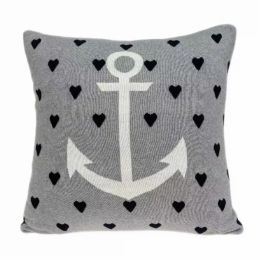 Casual Square Grey Nautical Anchor Accent Pillow (Pack of 1)