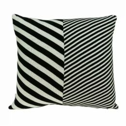 18" x 5" x 18" Transitional White & Black Pillow Cover With Poly Insert (Pack of 1)