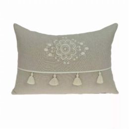 20" x 6" x 14" Transitional Beige Pillow Cover With Down Insert (Pack of 1)