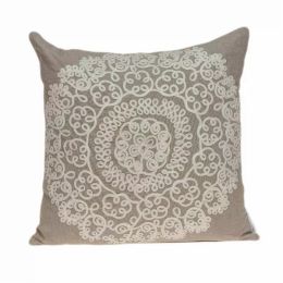 20" x 7" x 20" Traditional Tan Pillow Cover With Down Insert (Pack of 1)