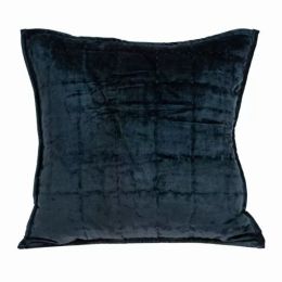 20" x 7" x 20" Transitional Dark Blue Quilted Pillow Cover With Poly Insert (Pack of 1)