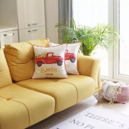 Set of 2 18" Pumpkin Truck Throw Pillow Cover in Multicolor