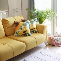 Set of 2 Square Sunflower Throw Pillow Covers