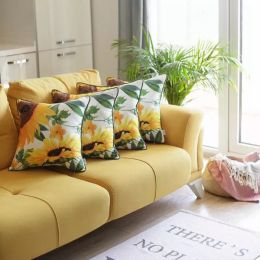 Set of 4 18" Sunflowers Throw Pillow Cover in Multicolor