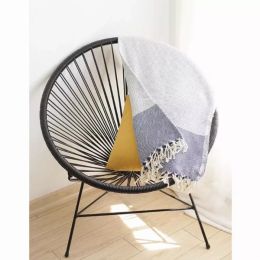 Blue and White Squares and Stripes Turkish Towel or Throw Blanket (Pack of 1)