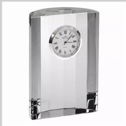 4" Hand Crafted Crystal Half Moon Clock (Pack of 1)