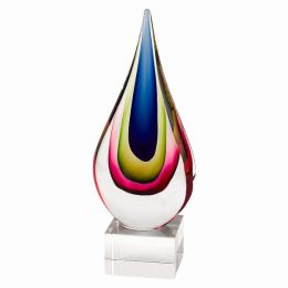 11" Mouth Blown Teardrop Centerpiece on Crystal Base (Pack of 1)