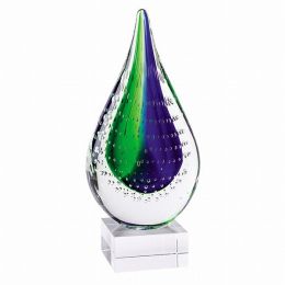 12" Mouth Blown Teardrop Centerpiece on Crystal Base (Pack of 1)