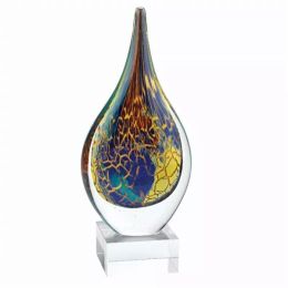 11" MultiColor Art Glass Teardrop on Crystal Base (Pack of 1)