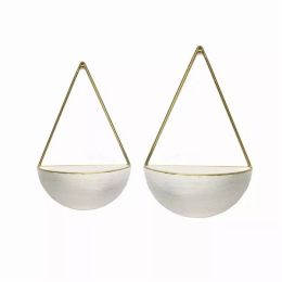 Creamy Round Metal Wall Planters (Pack of 1)