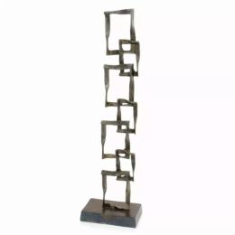 4" x 7" x 25.5" Bronze and Red Patina Cuadrado Tall Squares Sculpture (Pack of 1)