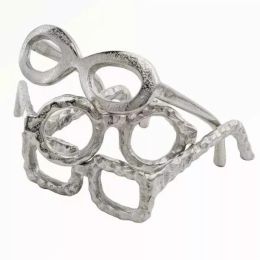 Raw Silver Textured Square Glasses Sculpture (Pack of 1)