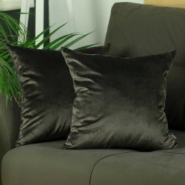 Set of 2 Chocolate Brown Velvet decorative Throw Pillow Covers