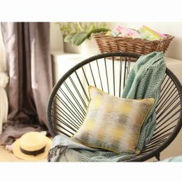 Yellow and Gray Blurred Lines decorative Throw Pillow Cover (Pack of 1)