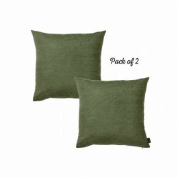 Set of 2 Fern Green Brushed Twill decorative Throw Pillow Covers