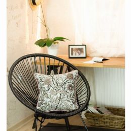17"x 17" Brown Jacquard Leaf decorative Throw Pillow Cover (Pack of 1)
