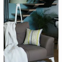 Light Gray and Green Variegated Stripe decorative Throw Pillow Cover (Pack of 1)